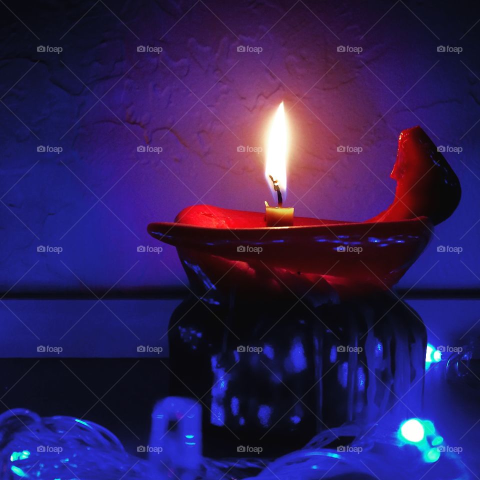 Red color story. Candle