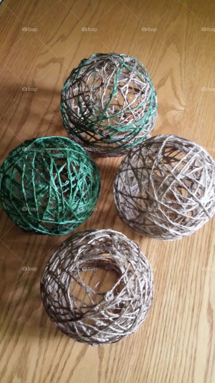 String art. My daughter and I crafted some string into balls for string lights.