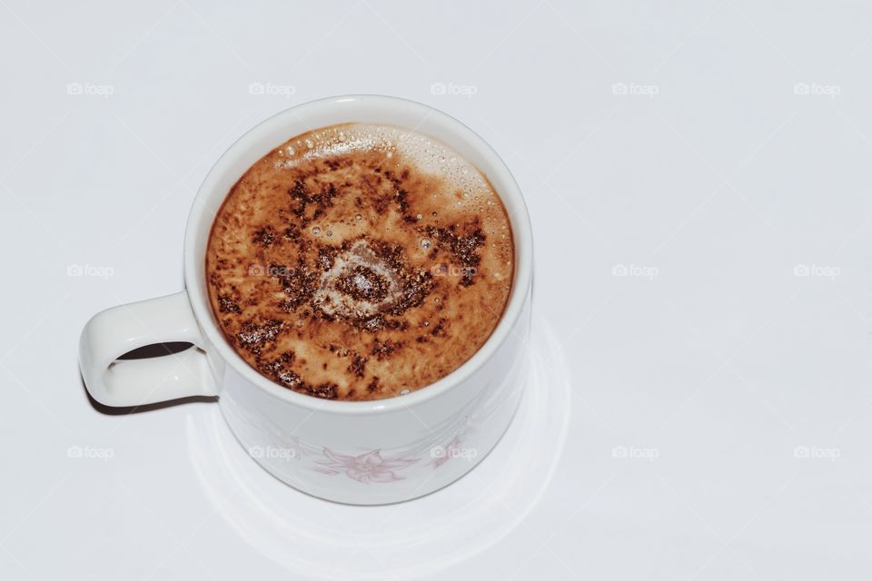 Cappuccino against white background