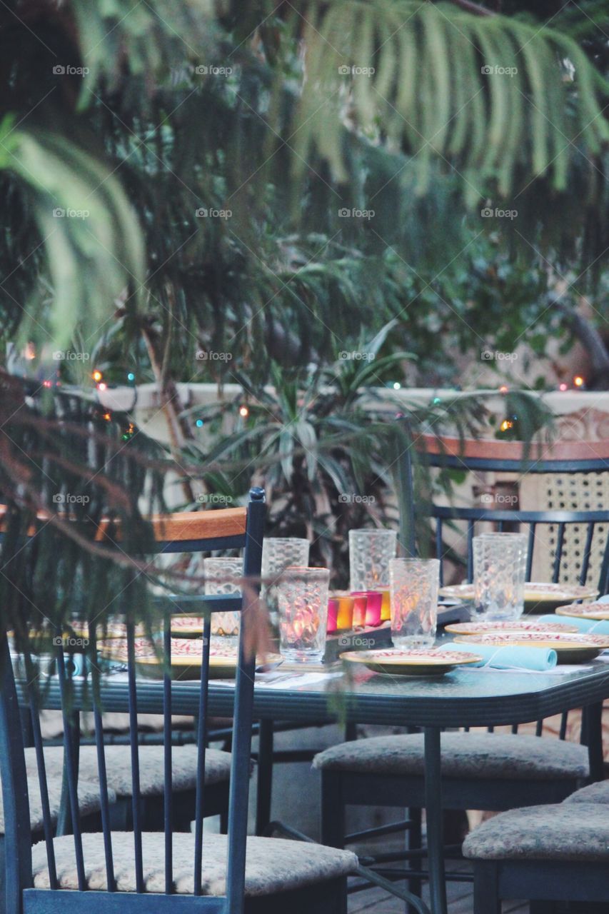 Empty chair and table in restaurant