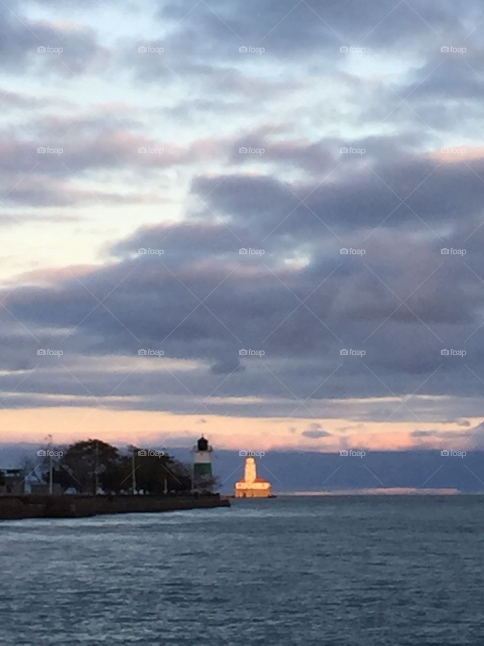 Lighthouse on Lake Michigan. 