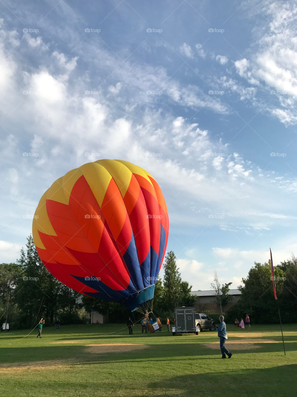 Colorful hot-air-balloons at a summer festival in Prineville in Central Oregon on a summer morning 