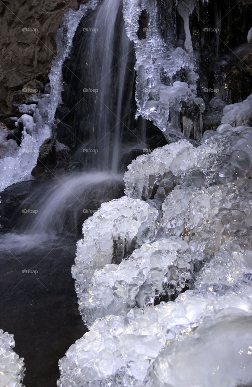 Misty icy falls