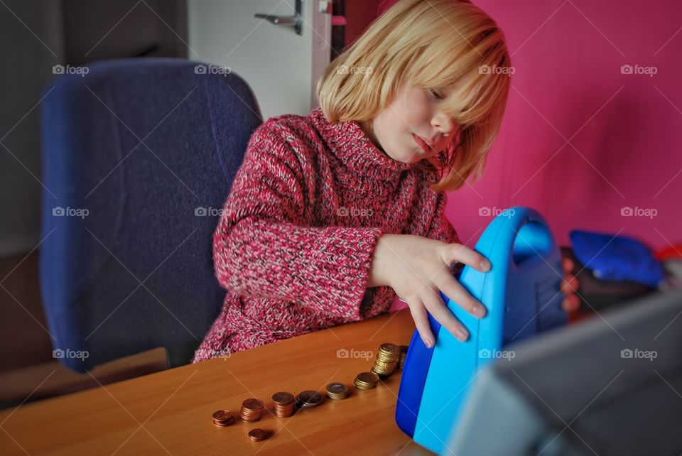 Girl counting money