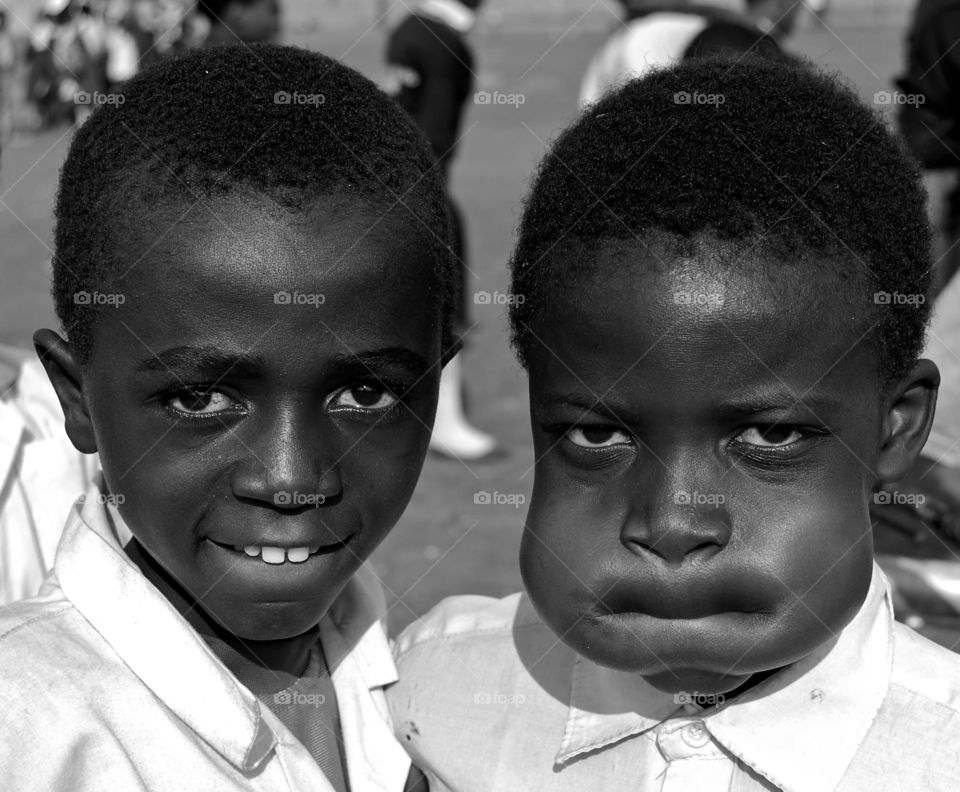 African boys with funny expression