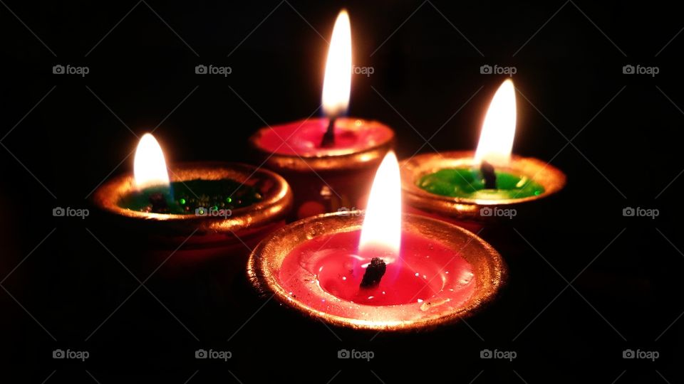 Diwali festival celebration in India with beautiful diya or lamp