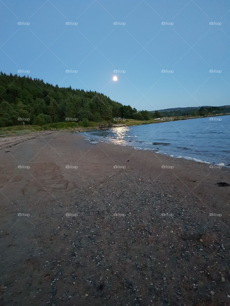 moon at Lunderston Bay
