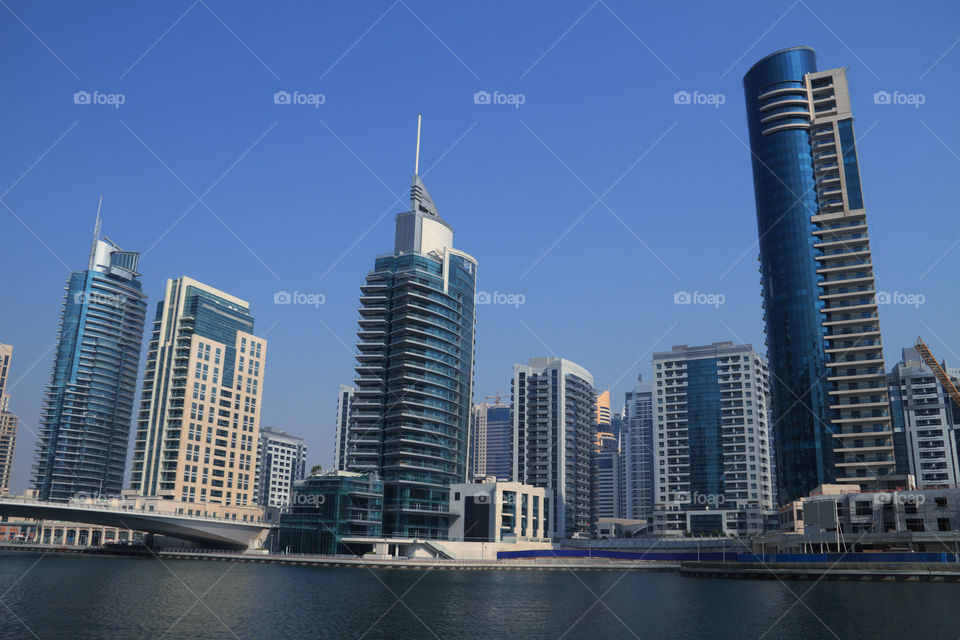 Dubai Marina Skyscrapers, united Arab Emirates. Modern architecture in the Middle East