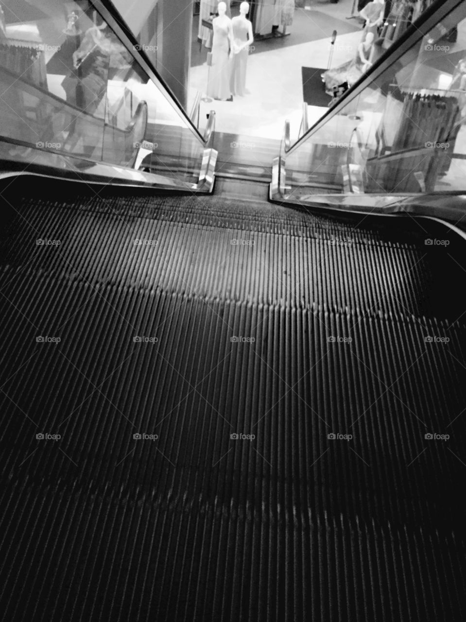 Black and White Escalator