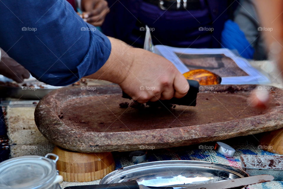 manual processing of cocoa beans