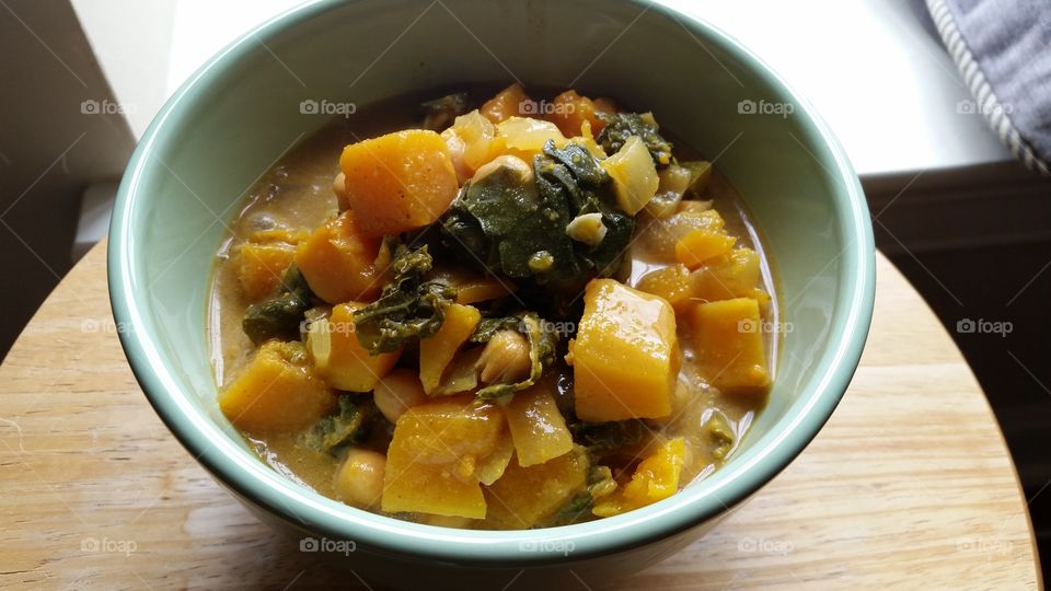 Kale, Chickpea, Butternut Squash curry