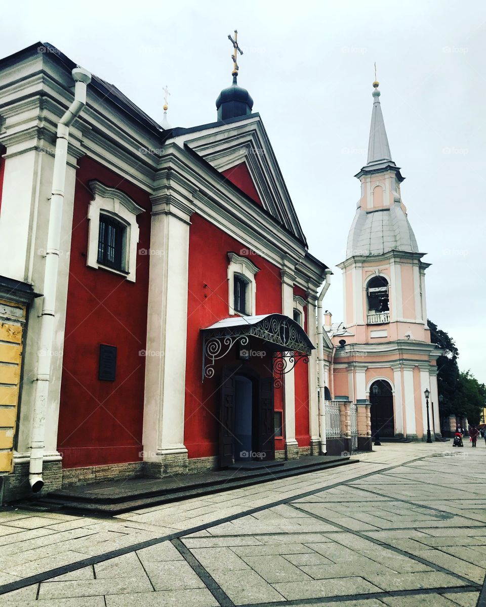 Church of the Three Lights and the bell tower of the Cathedral of the Apostle Andrew. Церковь Трёх Светителей и колокольня Андреевского собора ,Васильевский остров,Санкт-Петербург,Россия 🇷🇺