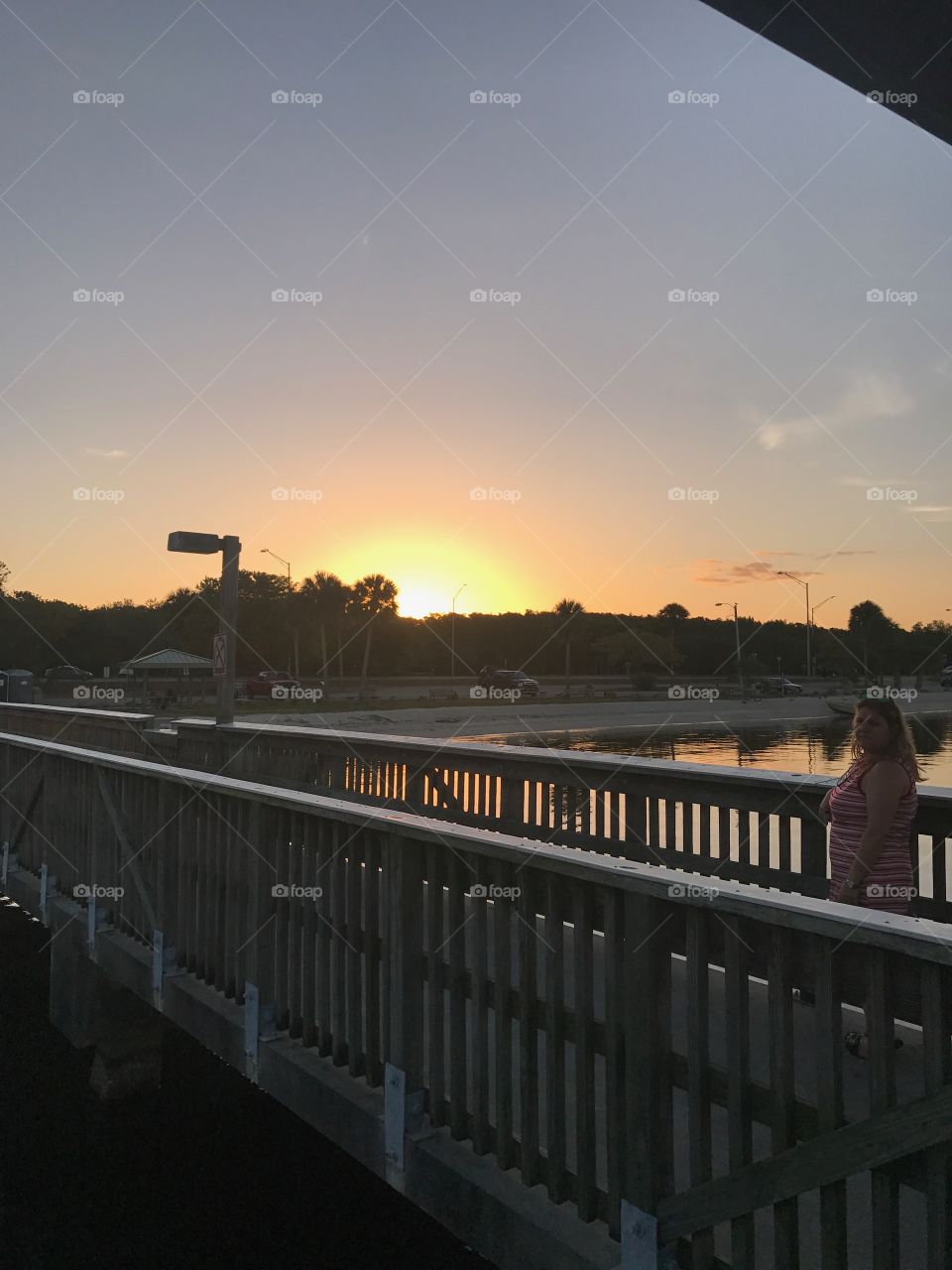 Bridge and sunset beach 