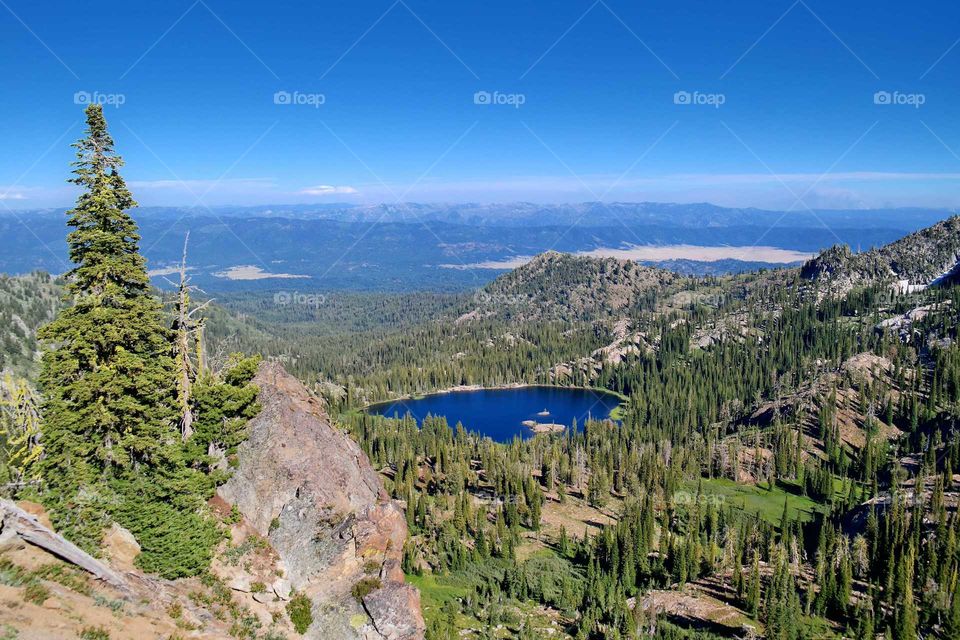 Distant view of idyllic lake