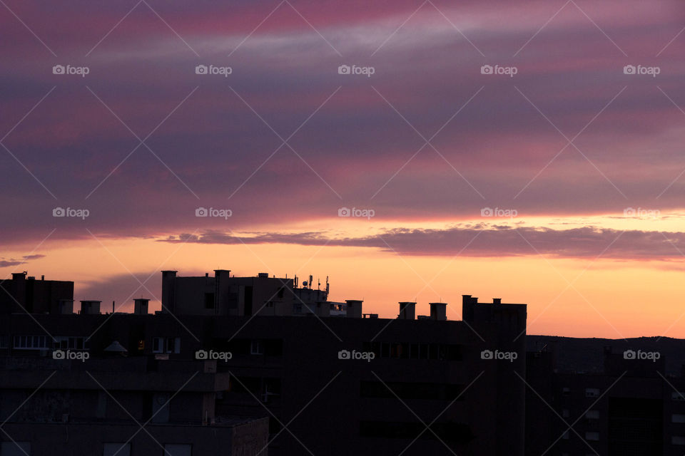 Rectangle roofs in sunset