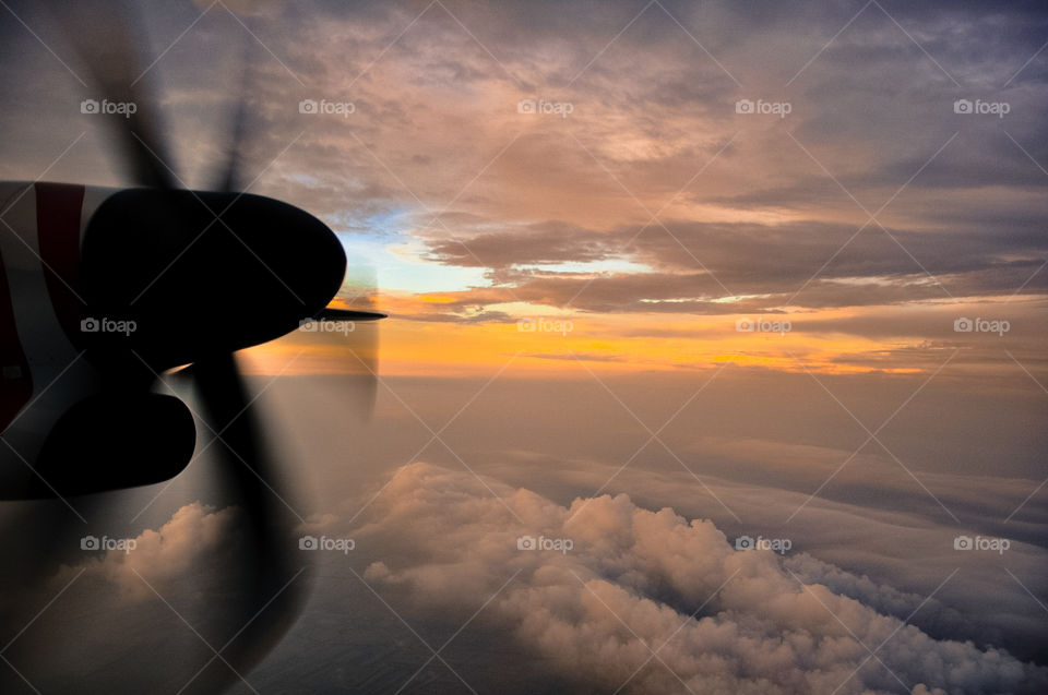 Sunset from airplane