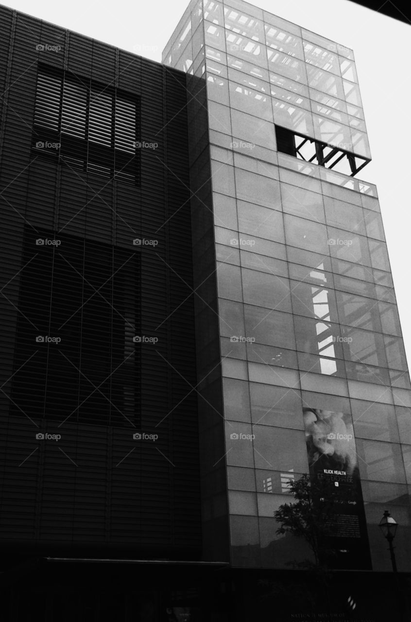 B&W Modern. modern building with glass and metal in b&w.