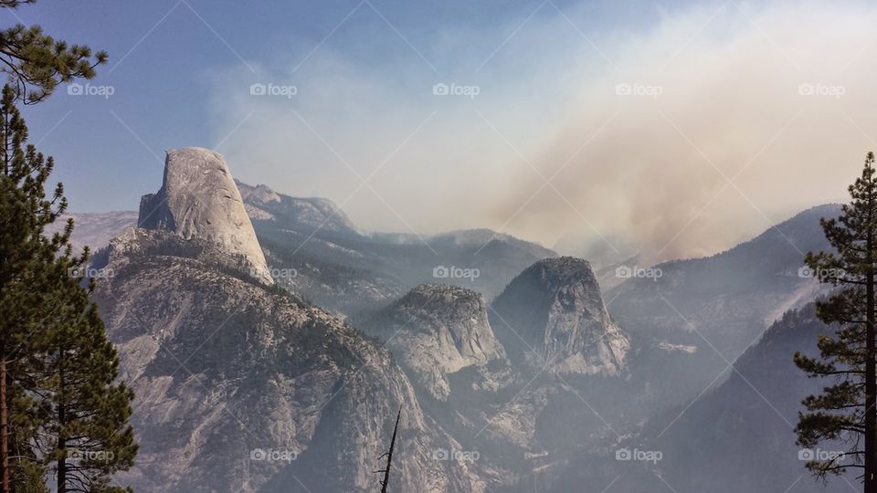 Yosemite Wild Fire Near Half Dome