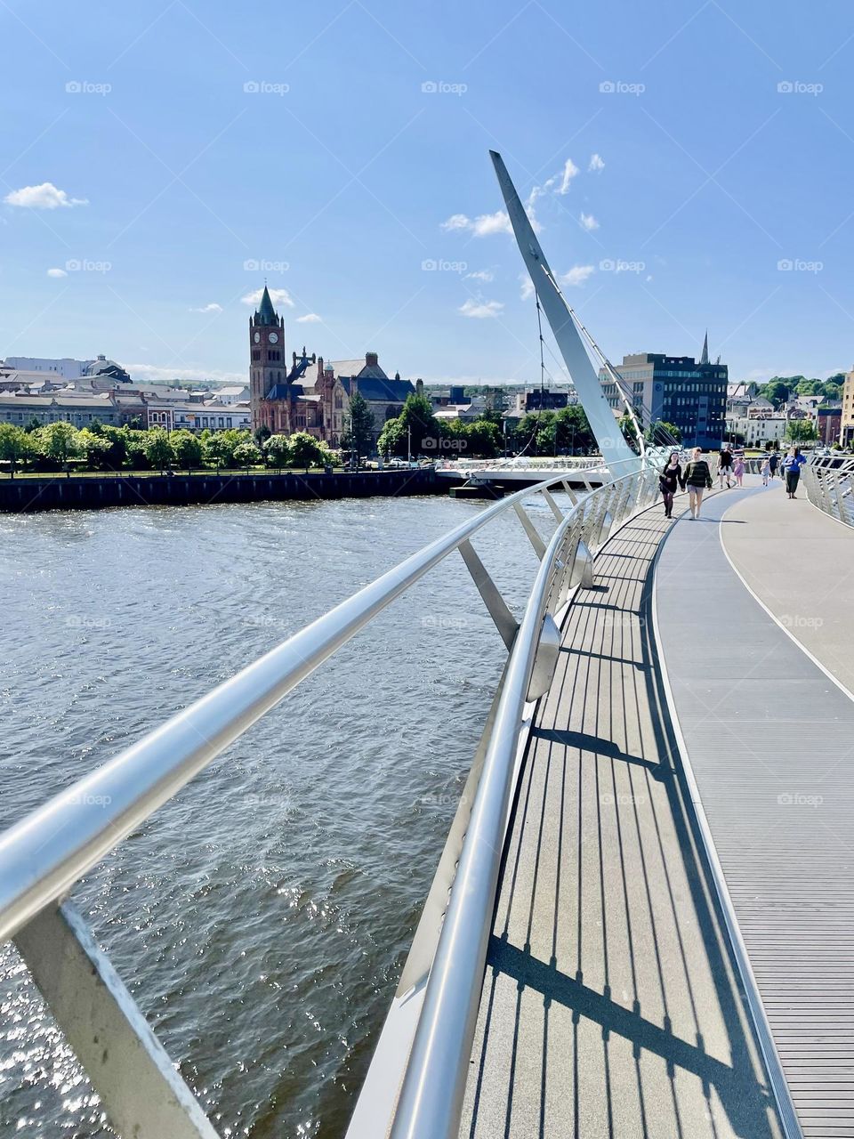 View of Derry, Northern Ireland from the Peace Bridge.