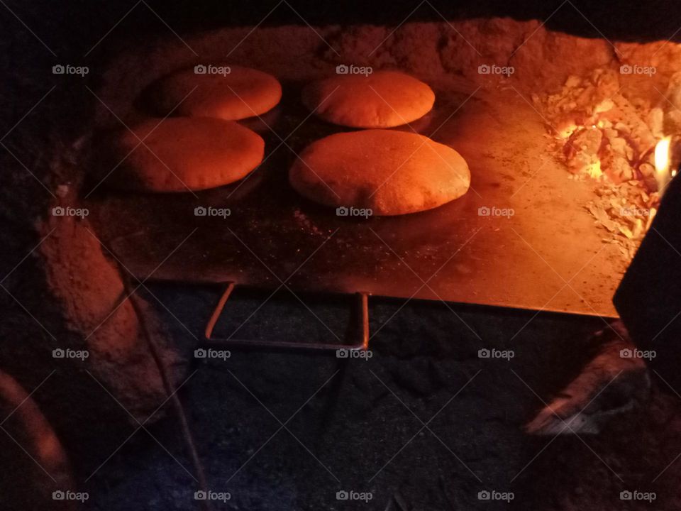 Bread cooked in a traditional oven