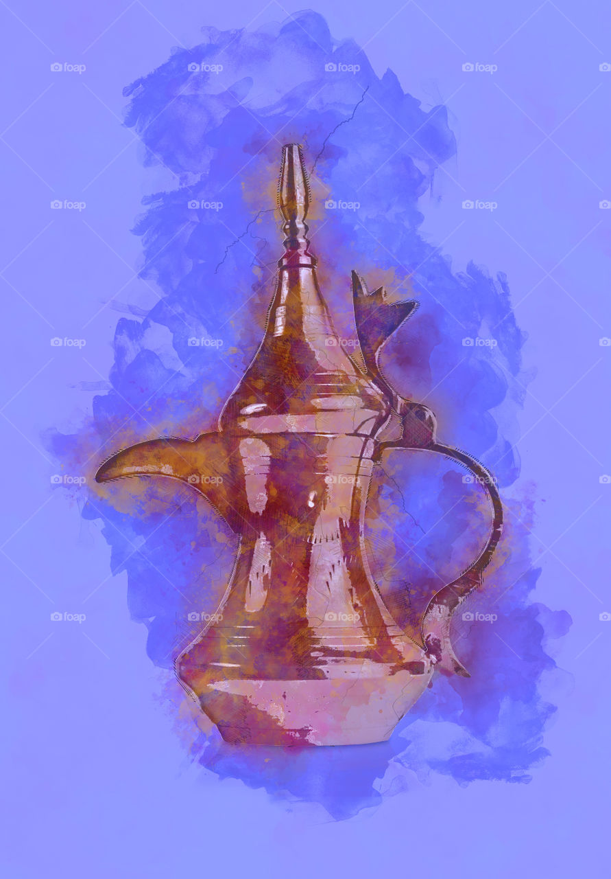 Middle eastern coffee pot digital Painting