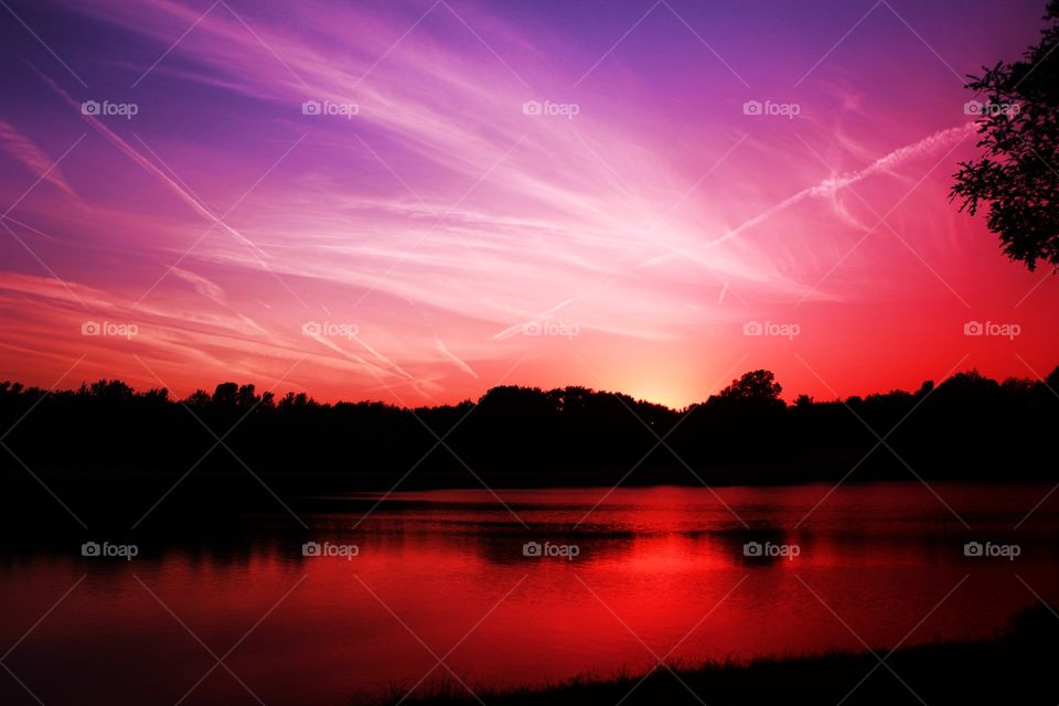 Sky reflected on lake