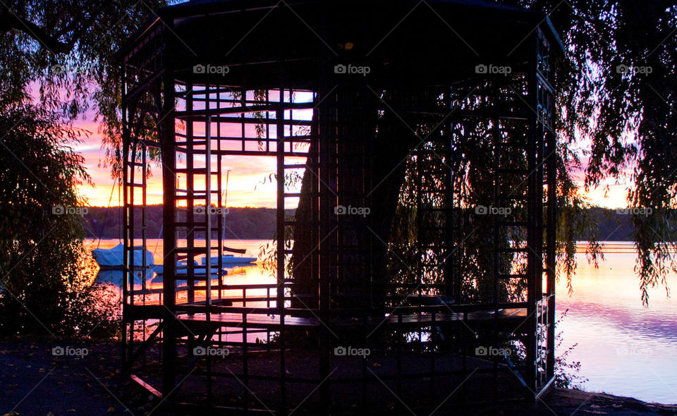 Gazebo and sunrise