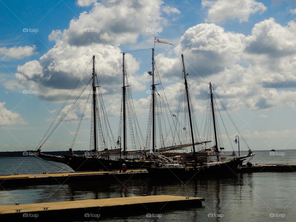 Sailboat at pier