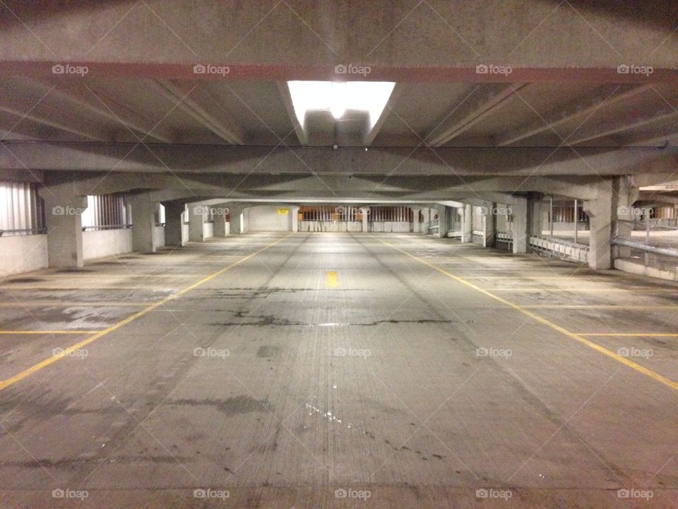 Abandoned car park. Car park in the middle of the night