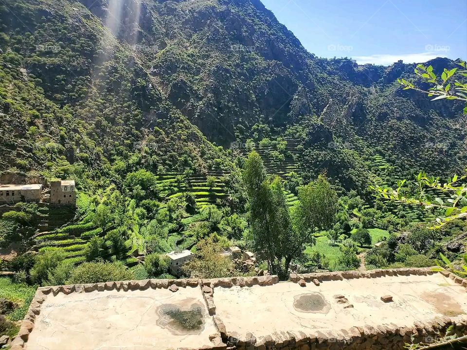 Glory be to God, the magnificent and picturesque view and the natural green trees are a view that is nothing more wonderful than it