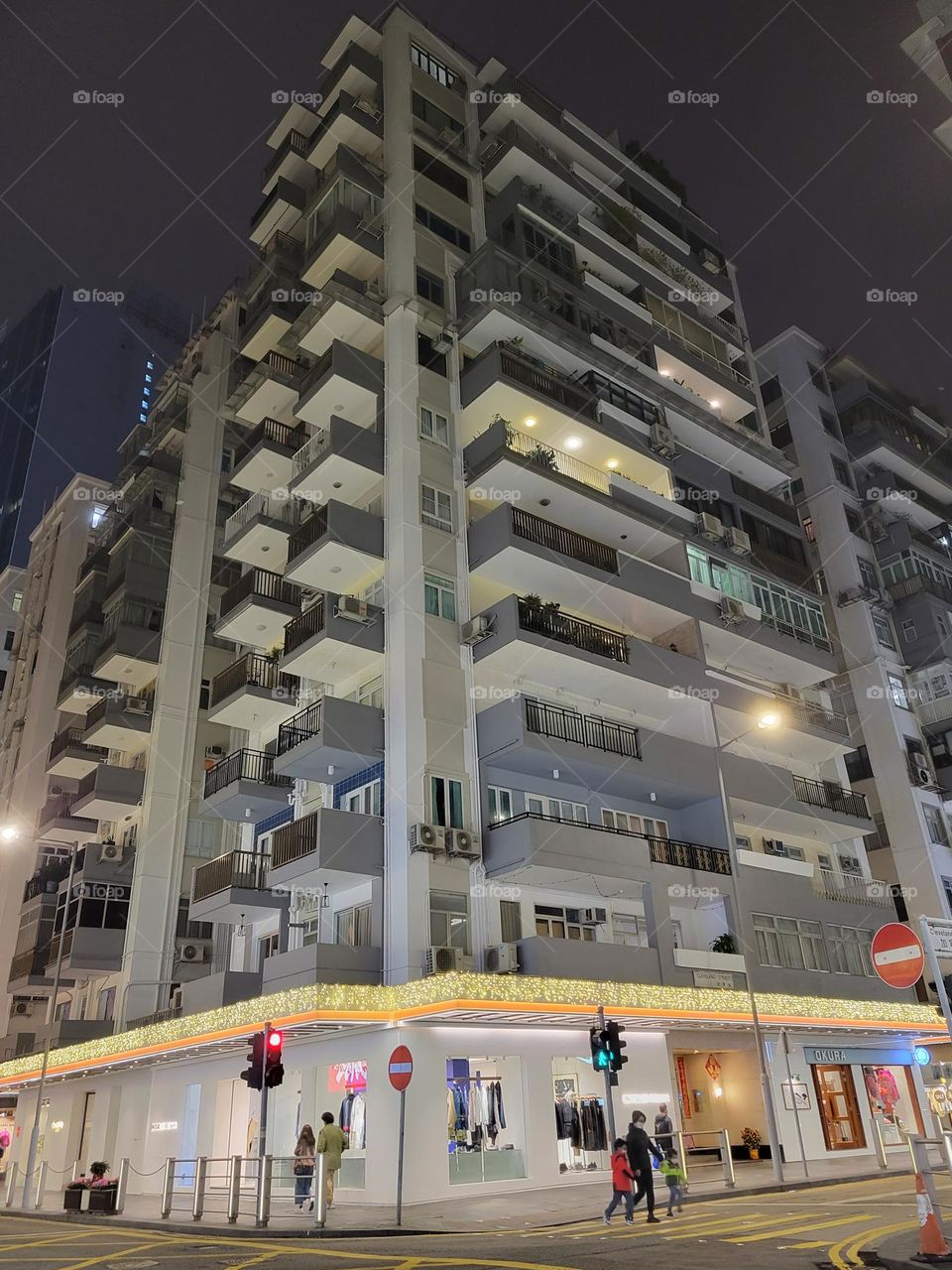 Nightwalk Buildings at Paterson Street Causeway Bay Hong Kong