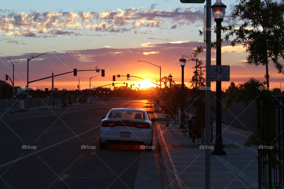 Street, Sunset, Transportation System, Road, Car