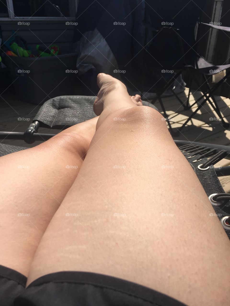 Getting a suntan on my legs 