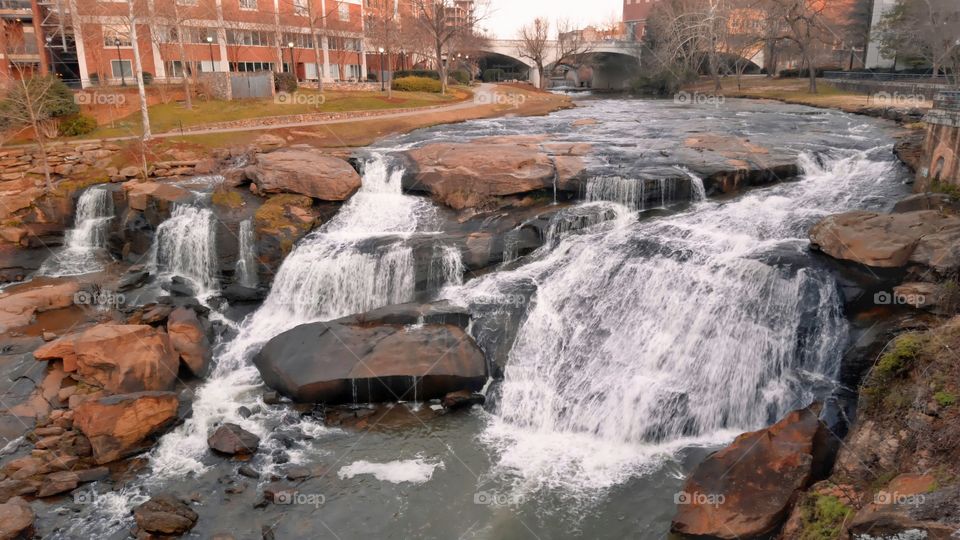 Beautiful waterfall in river