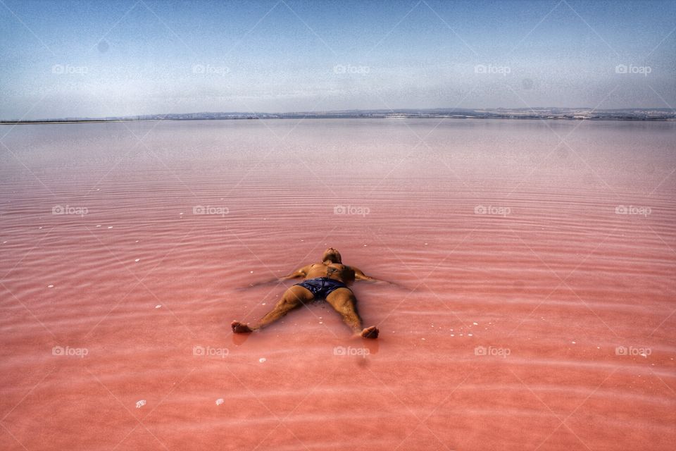 Floating. Relaxing in the salt lake