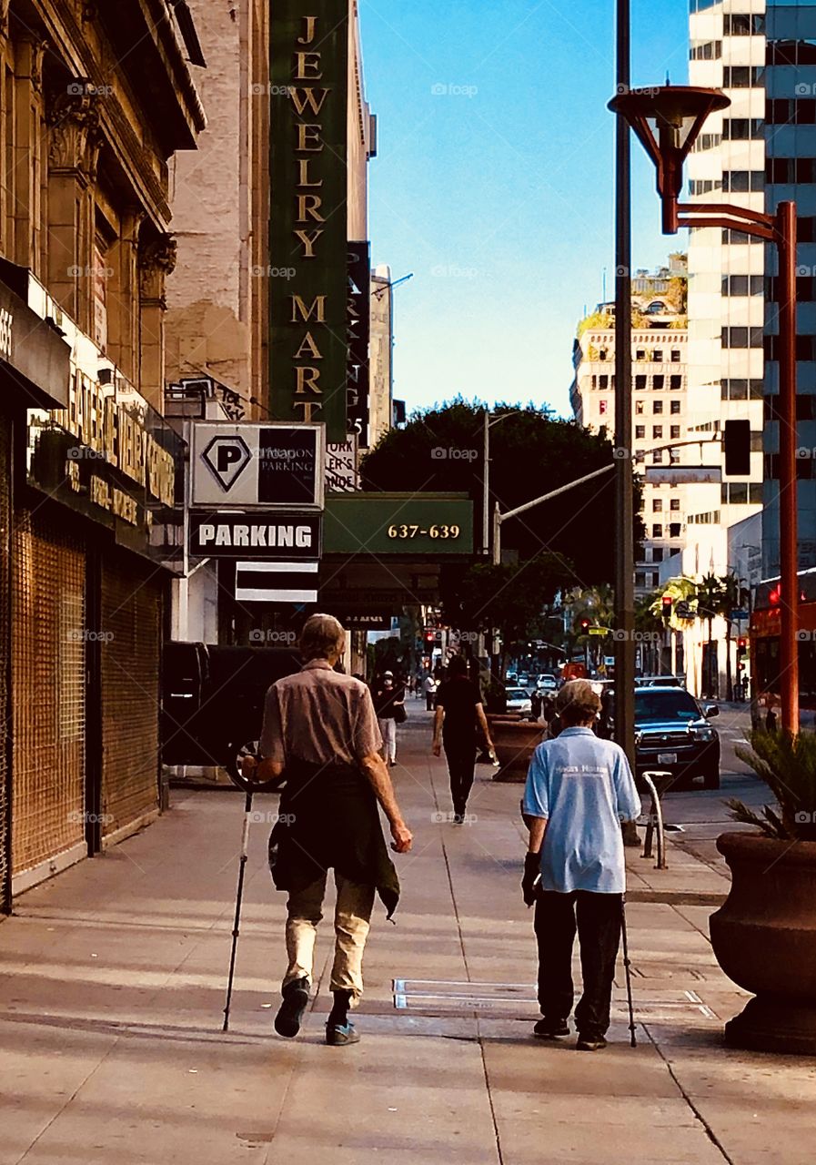 Man and Woman our for an urban hiking adventure in Downtown Los Angeles 6.12.2020