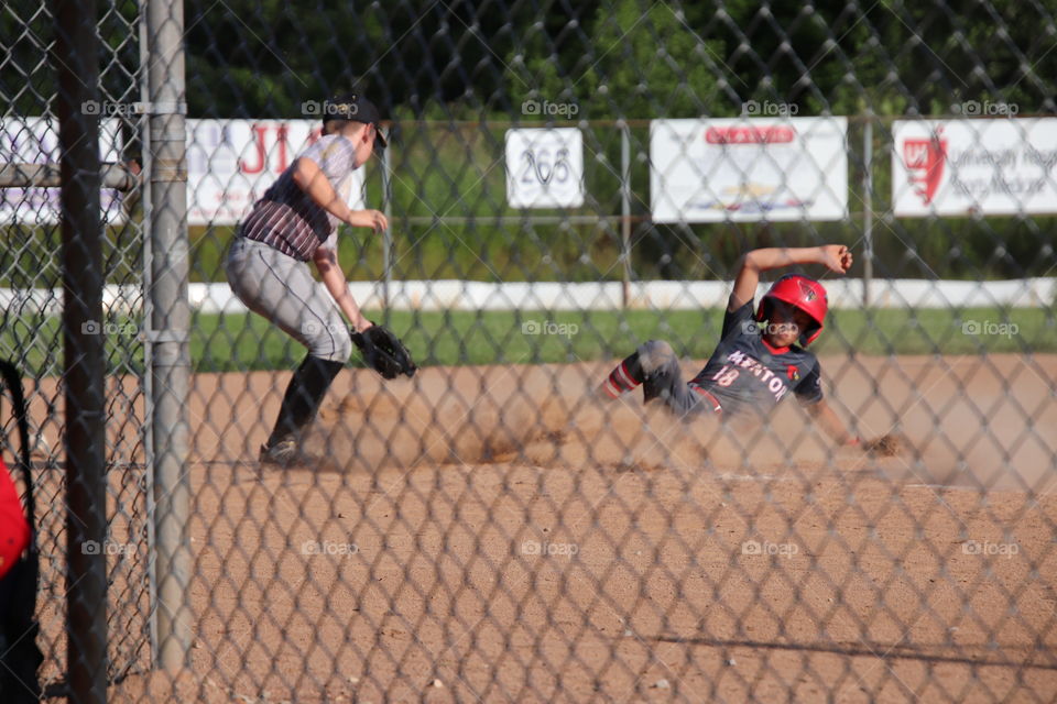 Boy playing baseball