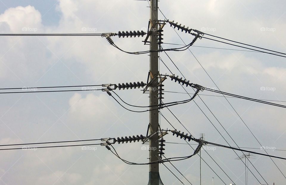 Electric  pole,power transmission pole with wires