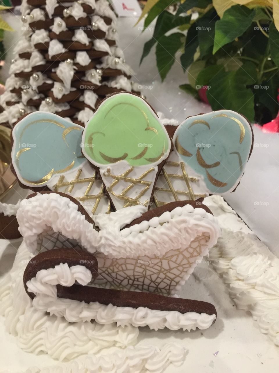 Gingerbread ice cream in a sleigh at Hyatt Regency Hotel