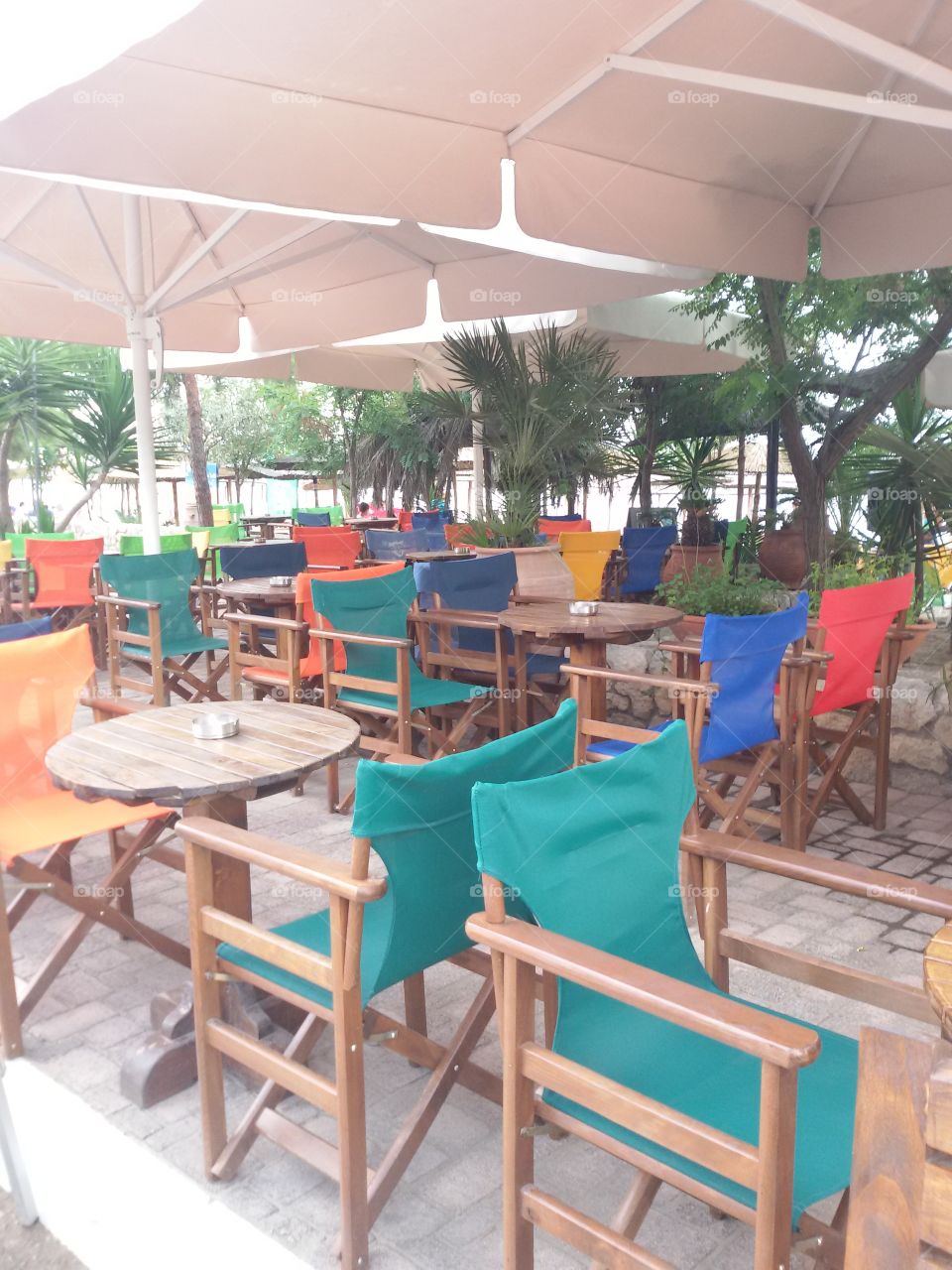 Beach chairs and tables