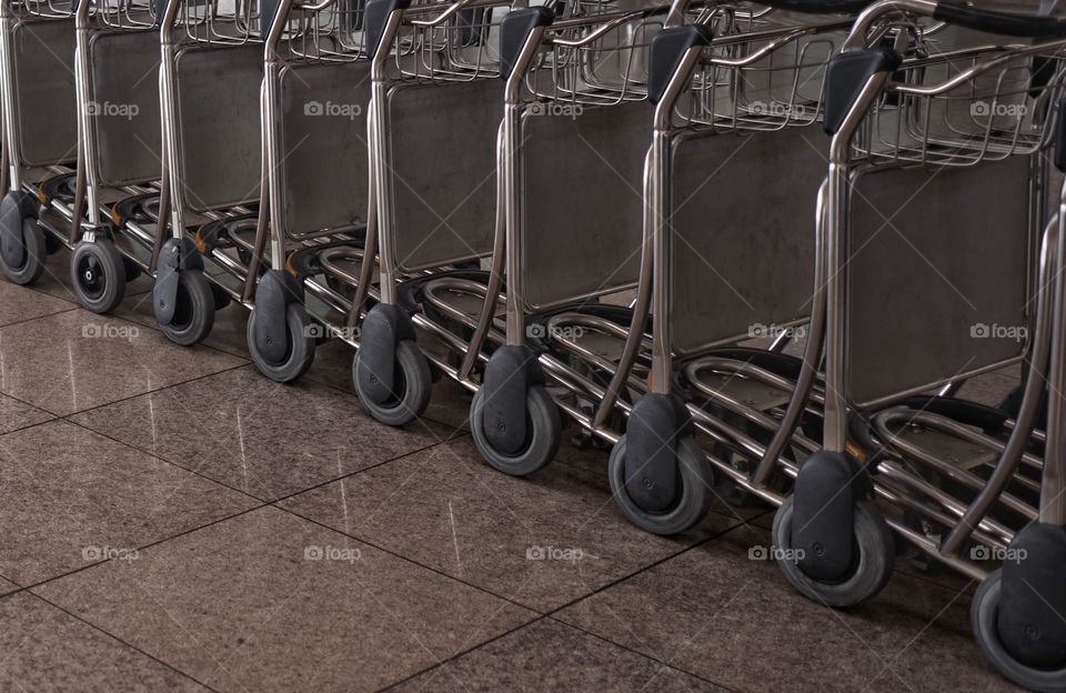 Rows of luggage cart