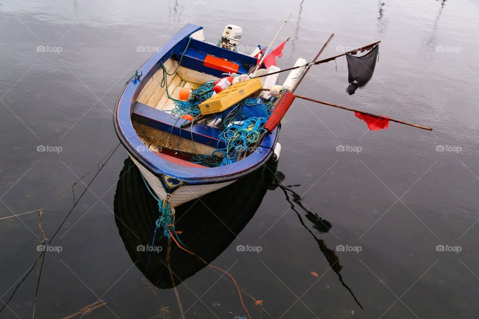 High angle view of boat in lake