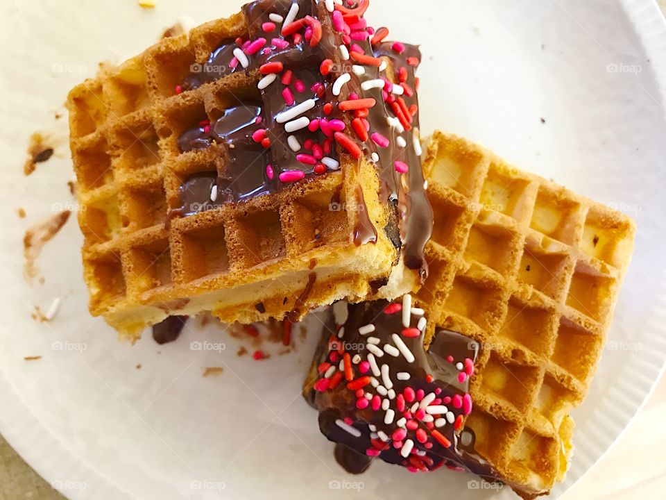 Chocolate-dipped waffle treats