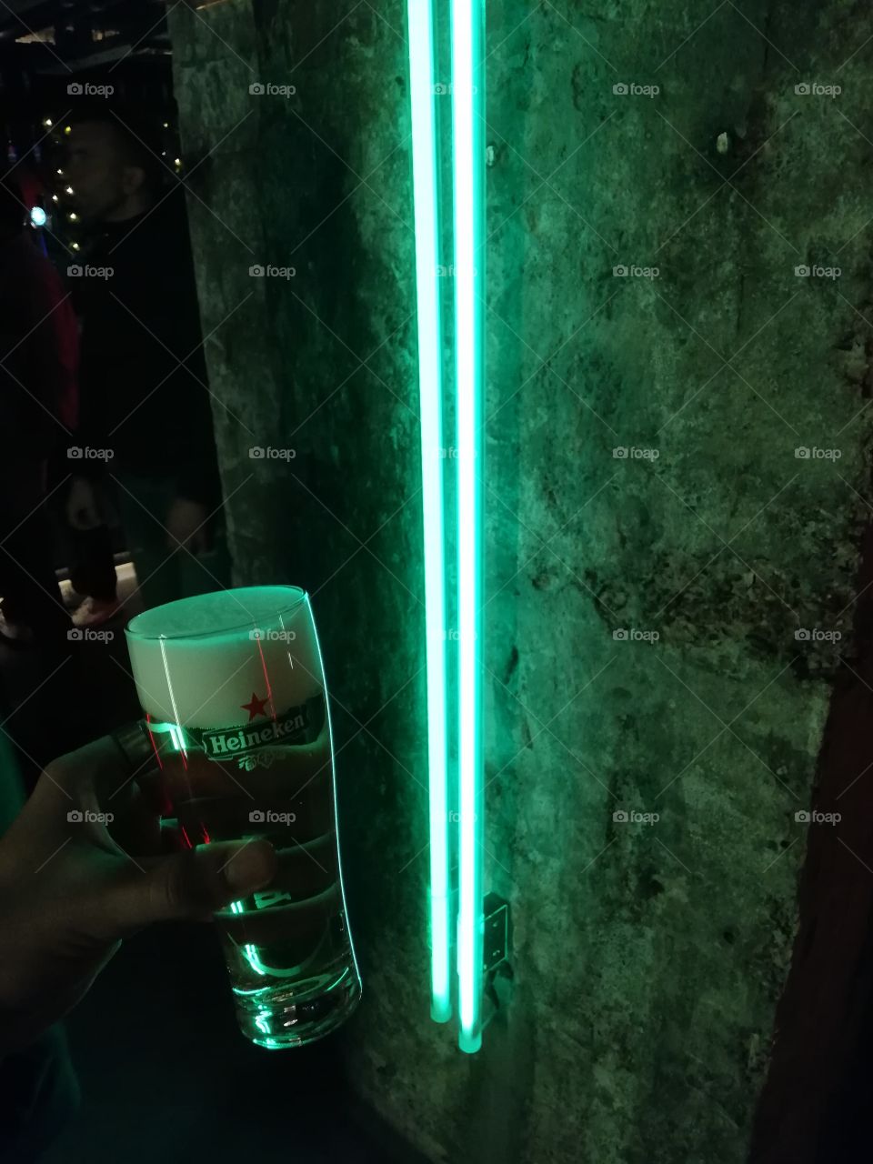 A glass of cold Heineken beer in Amsterdam