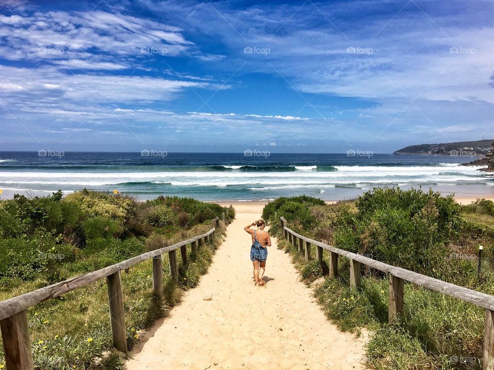 Girl Walking to the Beach, Freshwater, Australia 