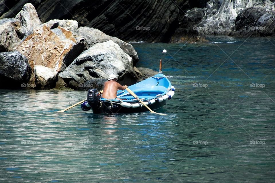 Rowing between the rocks