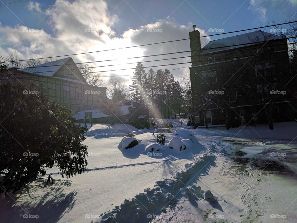 Snowy Day on Lees-McRae Campus In Banner Elk, North Carolina, USA