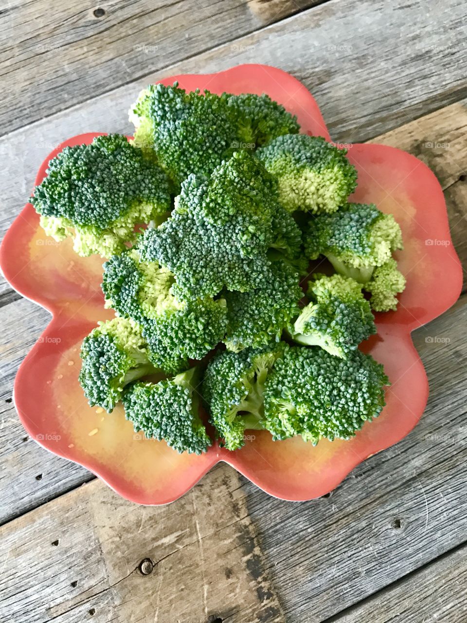 Broccoli on Flower Plate