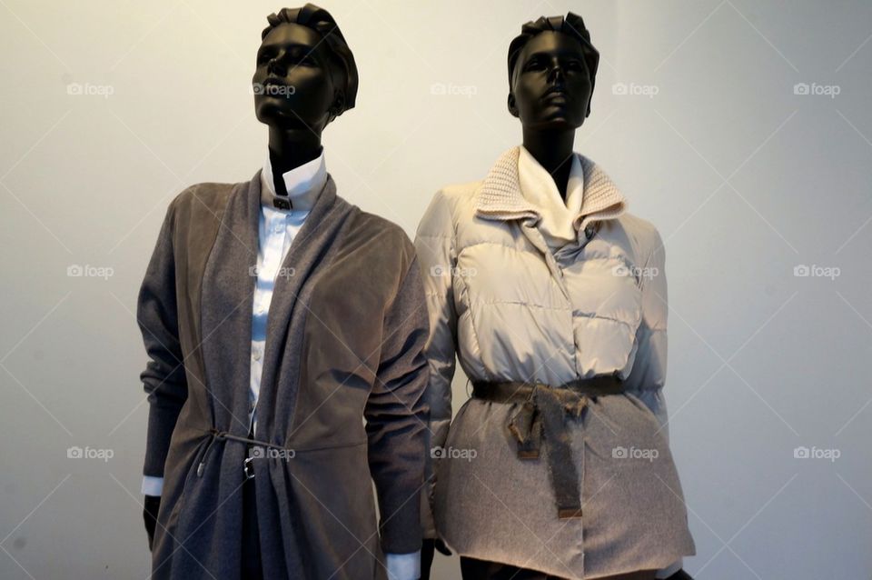 Clothing on mannequins
