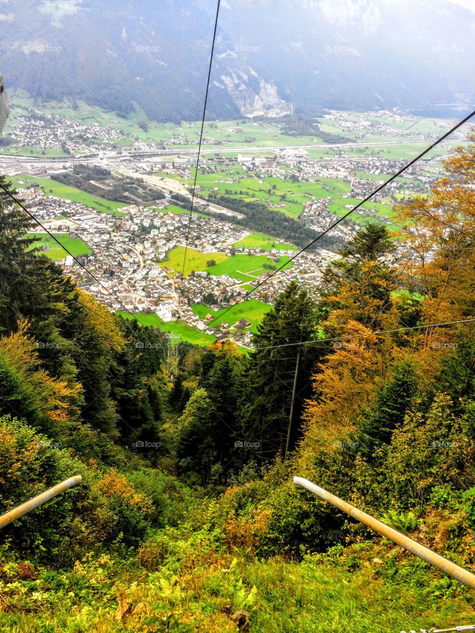 High angle view of village